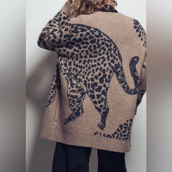 Leopard Long Knit Cardigan - Picture 5 of 13